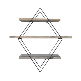 Hanah Home Estantería Decorativa de Pared de Madera Nogal y Negro 60x60x14 cm